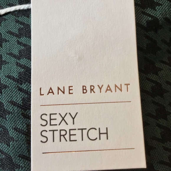 💐NWT LANE BRYANT Sz24 THE ALLIE BOOTCUT GREEN/BLK HOUNDSTOOTH PANTS - Picture 11 of 13